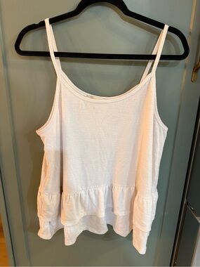 Loft White Ruffle Hem Tank Top - Women